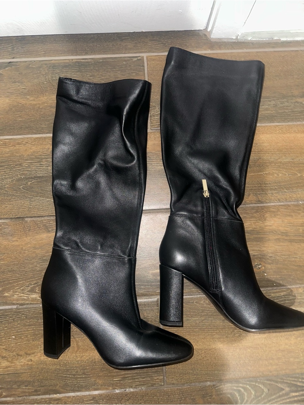 Karl Lagerfeld Black-High Block Heel Boots